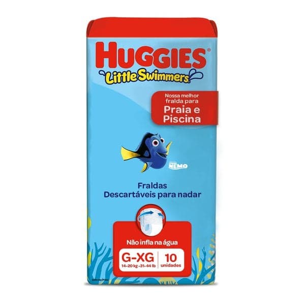 FRALDA DE PISCINA PRAIA HUGGIES LITTLE SWIMMERS G/XG - 10 un