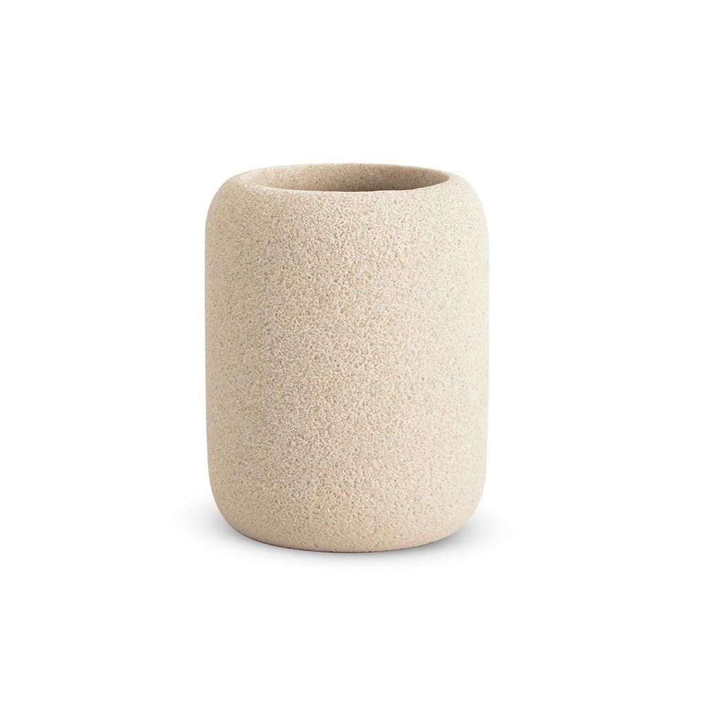 Copo Porta Escova de Dentes Poliresina Off White 10,5x8cm