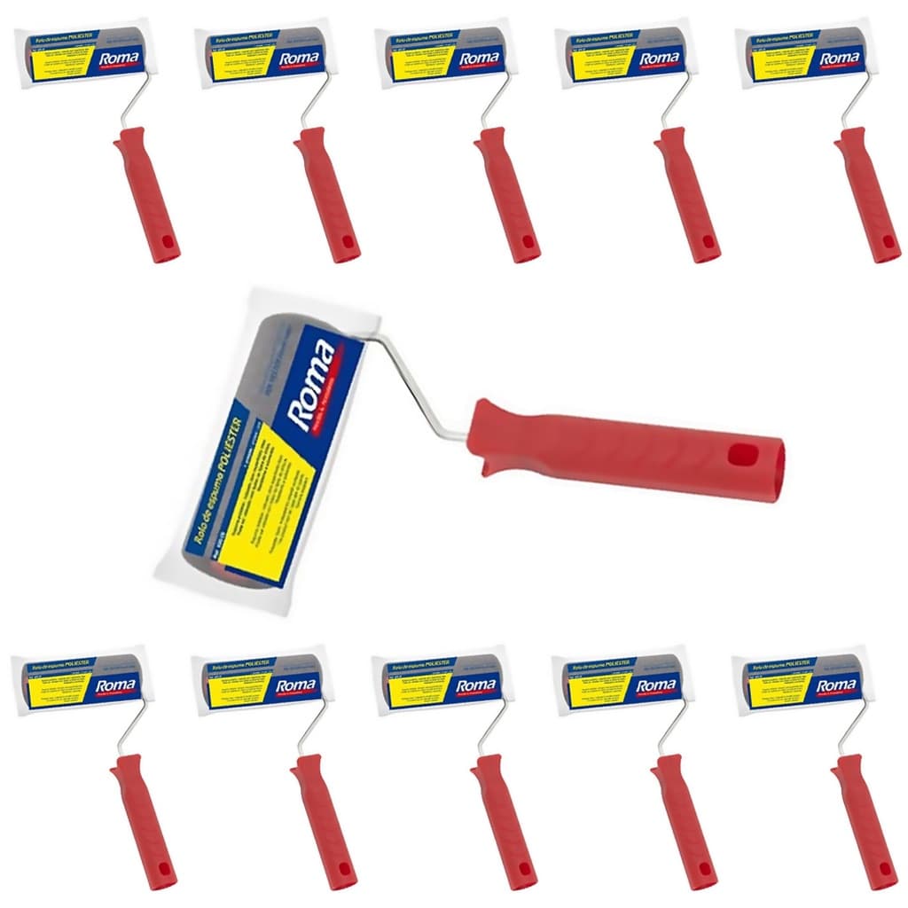 Rolo Para Pintura Espuma 9cm Com Cabo Roma 10 Unidades