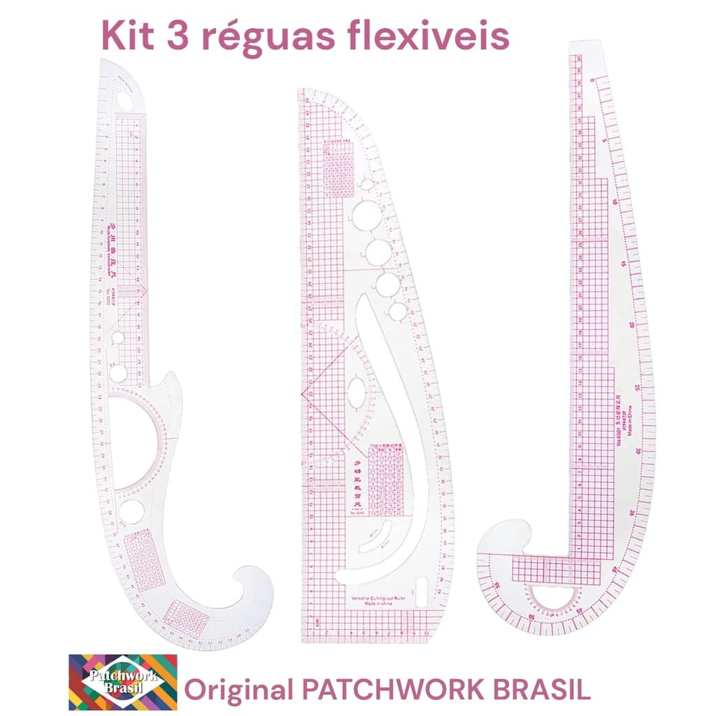 Kit De 3 Réguas Para Modelagem Flexível Patchwork,costura,corte Dona Shô