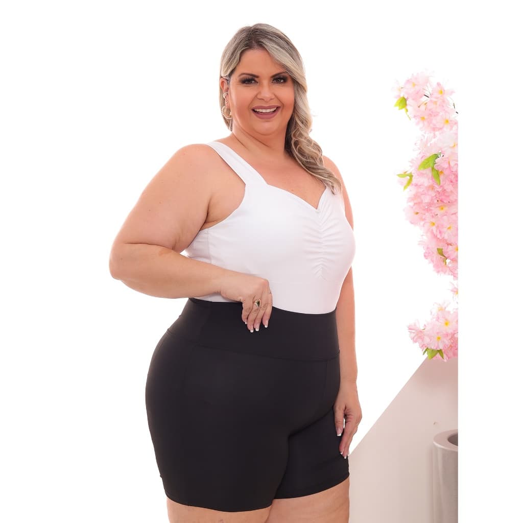 Shorts suplex plus size modelador cós alto verão moda plus tamanho grande bermuda curve