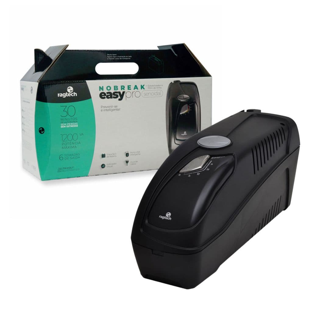 Nobreak 1200VA Ragtech Easy Pro, Senoidal Puro, Ent. Bivolt/Saída 115V, 6 Tom, USB - 20NEP4162