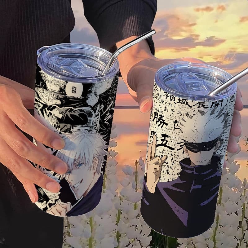 Garrafa térmica Gojo Satoru Jujutsu Kaisen, copo Geto Suguru com canudo, copo casual, copo de café, copo portátil de aço