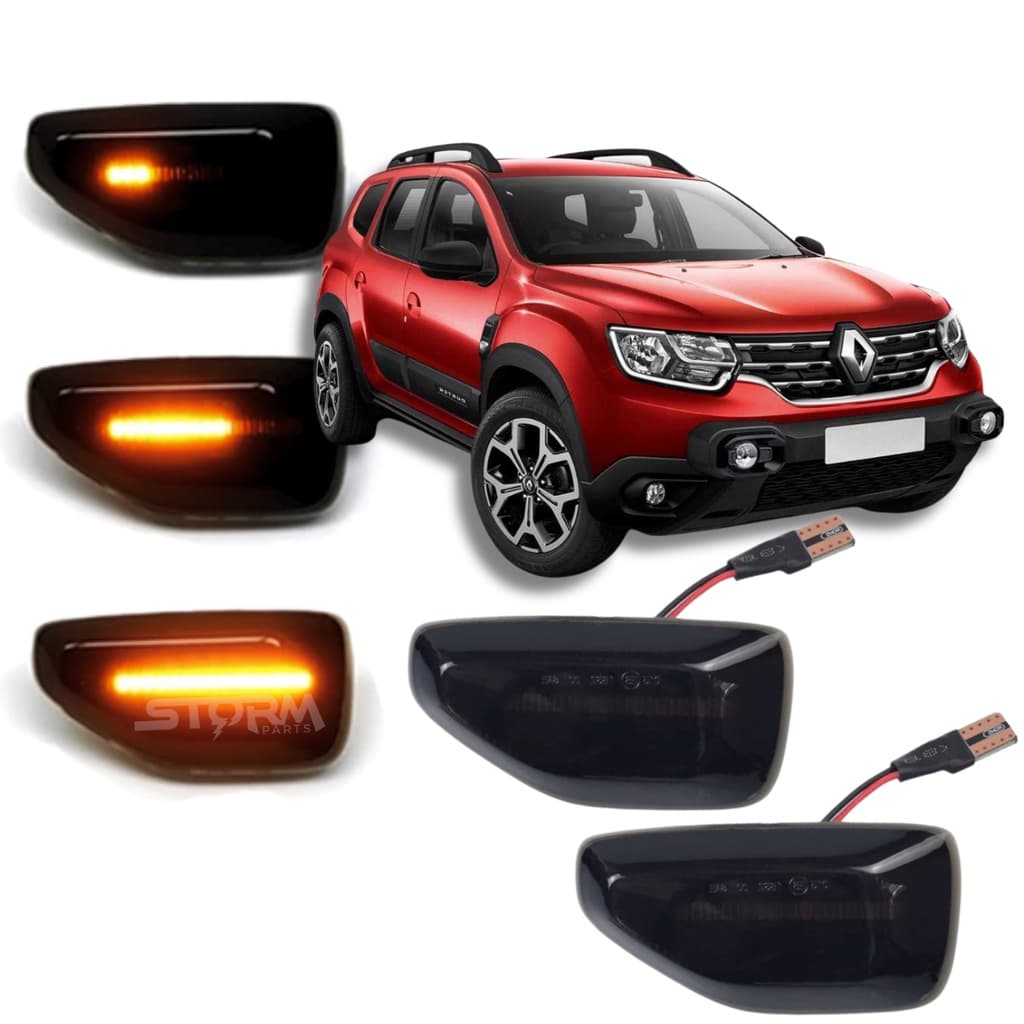 Par Pisca Seta Renault Duster ano 2020 a 2025 modelo Iconic Zen Intense lâmpada led sequencial repetidor sinal