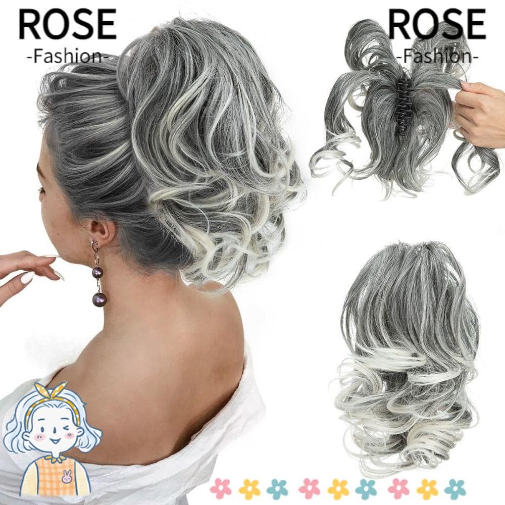 ROSEGOODS Pedaço De Cabelo Bagunçado , Clipe Em De Coque De Aparência Natural , Postiços Falsos Naturais Sintéticos