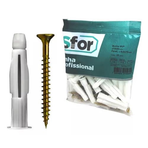 100pcs Bucha Mu 10mm Bloco Tijolo Drywall + Parafuso 6x70mm