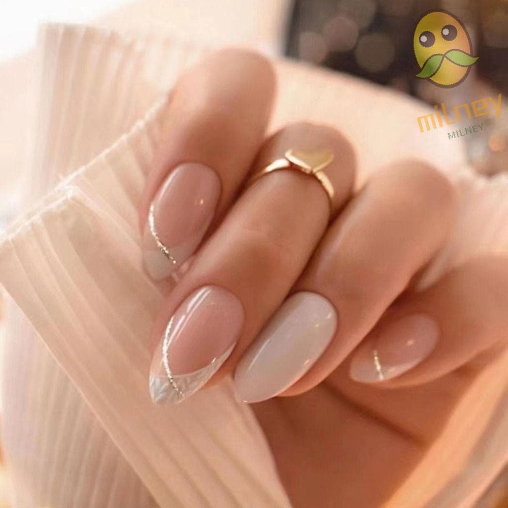 MILLNEY Fake Nials , Unhas Postiças Com Gradiente Vermelho Rosa Francesa , Prensa Removível Elegante De Amêndoa Longa Na