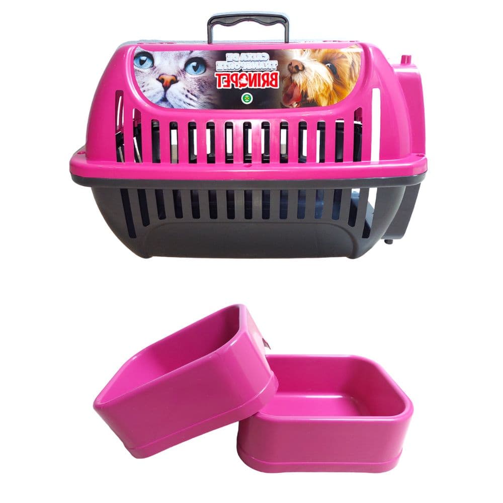 Kit Caixa De Transporte N2 + Comedouro e Bebedouro