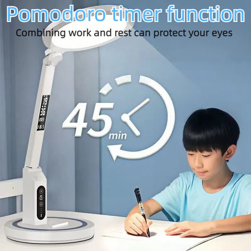 Lâmpada De Leitura Led Três Engrenagens Escurecimento Aprendizagem Toque Com Relógio Inteligente Carregamento Usb Poupan