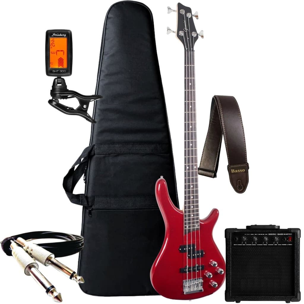 Kit Contra Baixo Giannini Gb200a Ativo 4 Cordas + Acessórios + Amplificador