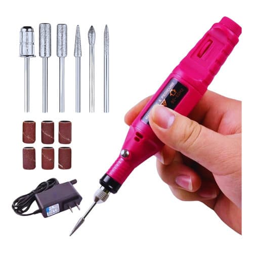 Lixa Caneta Motor Portátil Bivolt Unhas Gel E Kit Brocas