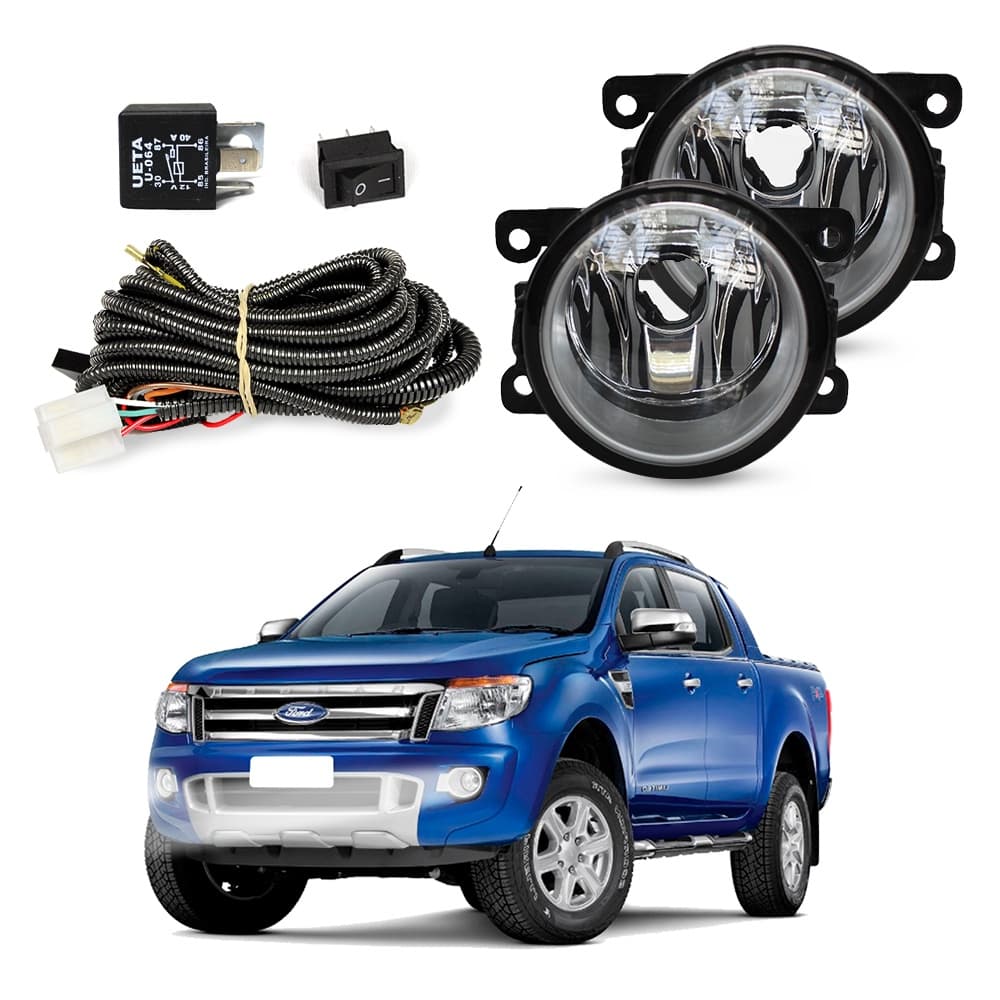 Kit Farol de Milha Ranger 2013 a 2022 Farol Auxiliar de Carro Lente de Vidro Neblina Automotivo