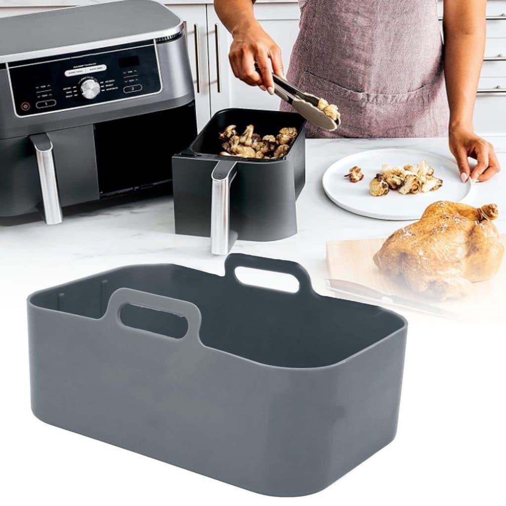 Forma De Silicone Retangular Air fryer Antiaderente Cesto Silicone Fritadeira Elétrica Grande