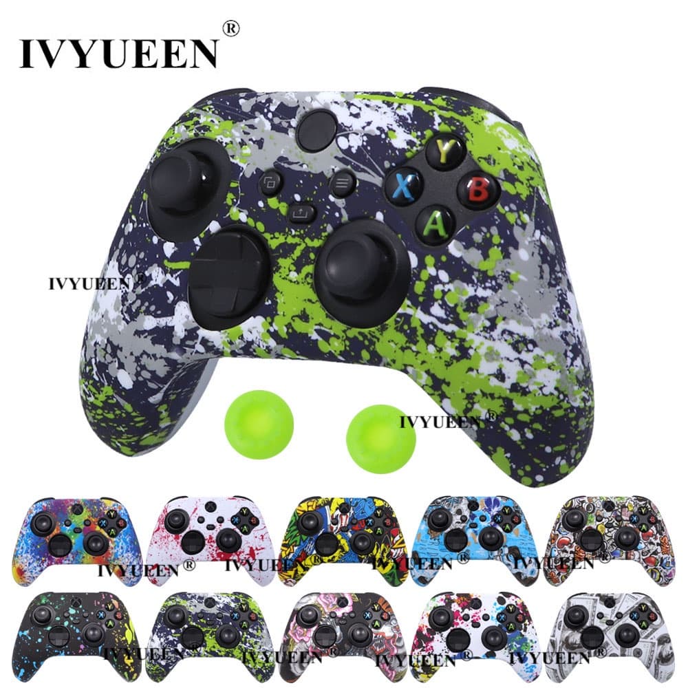 IVYUEEN Para XBox Série Sx Controlador Pele Protetora De Silicone Com Polegar Vara Grip Caps XSX Caso Protetor
