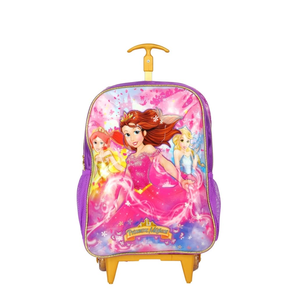 Mochila Infantil Clio com Rodinhas - Princesas Mágicas Cor:Roxo