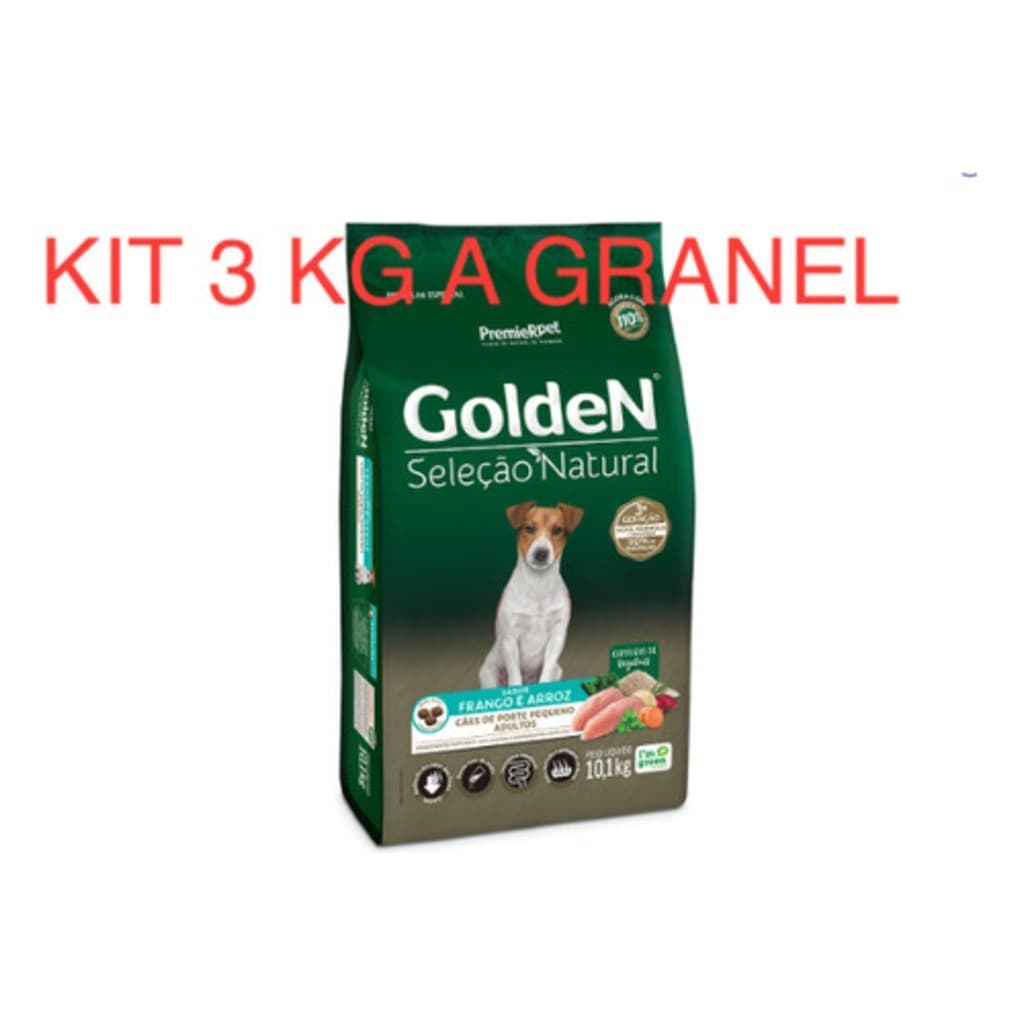 Ração A Granel Kit 3 Kg Golden Seleção Natural Para Cães Adultos Mini Bits Frango Arroz