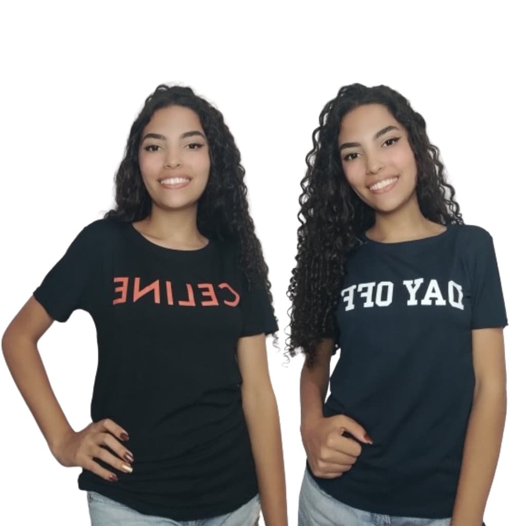 Kit 02 Blusa T-shirt Azul e Preta Com Estampa Moda Evangelica e Camiseta Feminina