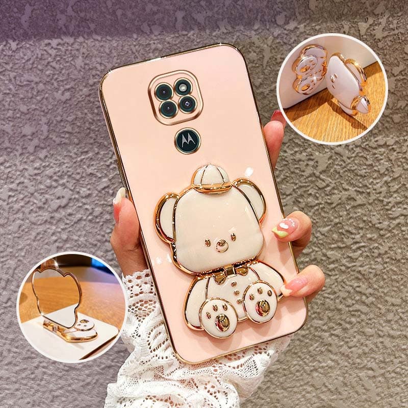 Capa De Proteção Para O Telefone À Prova De Choque Motorola Moto G9 Play G9 Plus G9 Power Cute 3D Hatted Baby Bear Stand