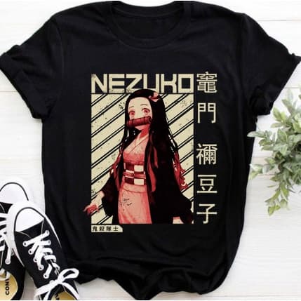 Camiseta Nezuko Anime Mulher Japones Camisa Streetwear Algodão Confortável Estilo Moda Unissex Envio imediato