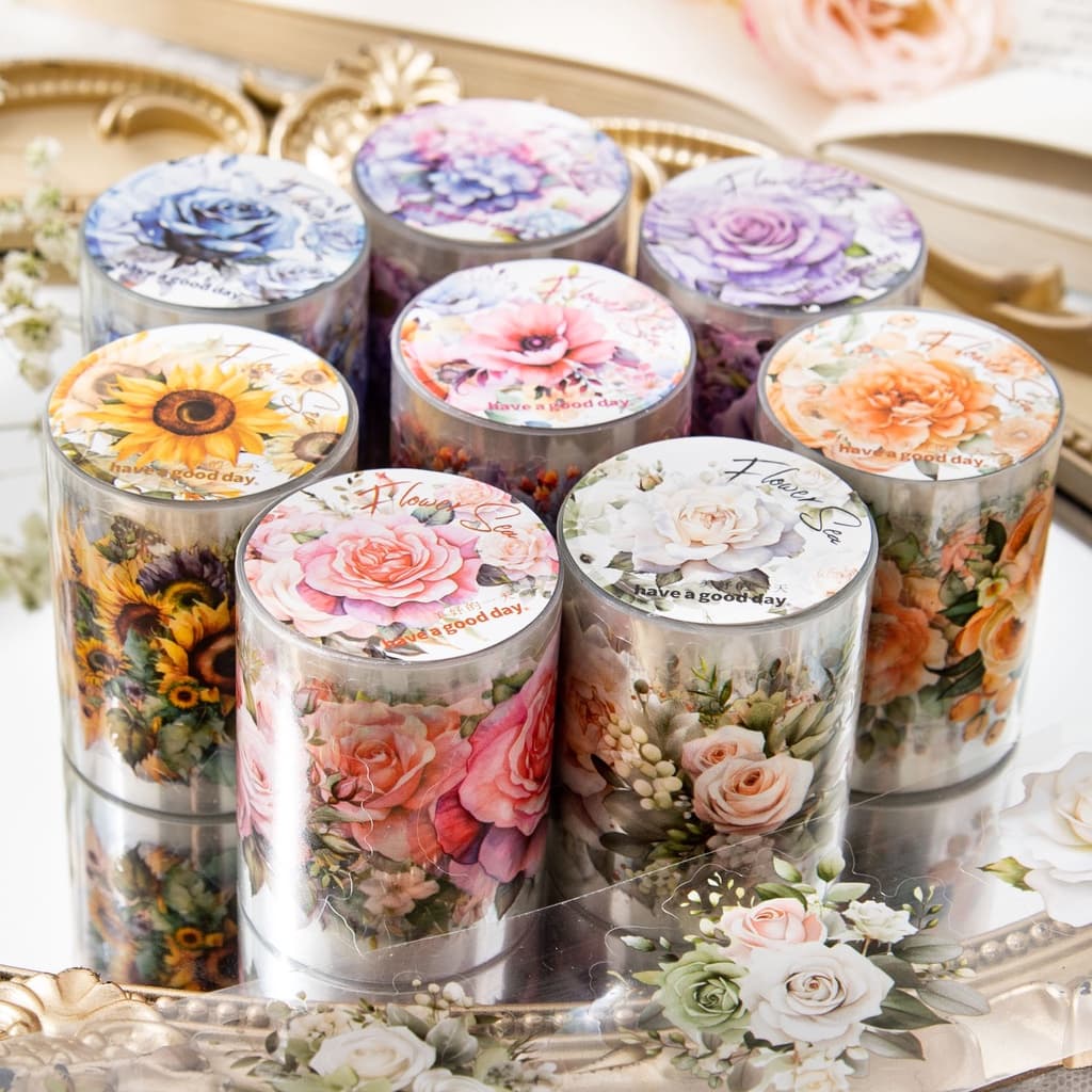 Journamm 50mm * 2m Adesivos Floral Fitas PET Colagem De Diário De Lixo DIY Scrapbook Planner Decor Álbum De Fotos Estética Artesanais
