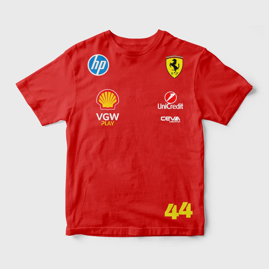 Camiseta Hamilton 44 Ferrari Formula 1 Masculina Estilo 100% Algodão
