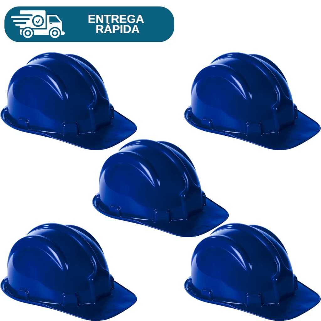 Kit 5 Capacete De Segurança Com Carneira Para Obra Proteção Trabalho Epi Construção Civil Plastcor