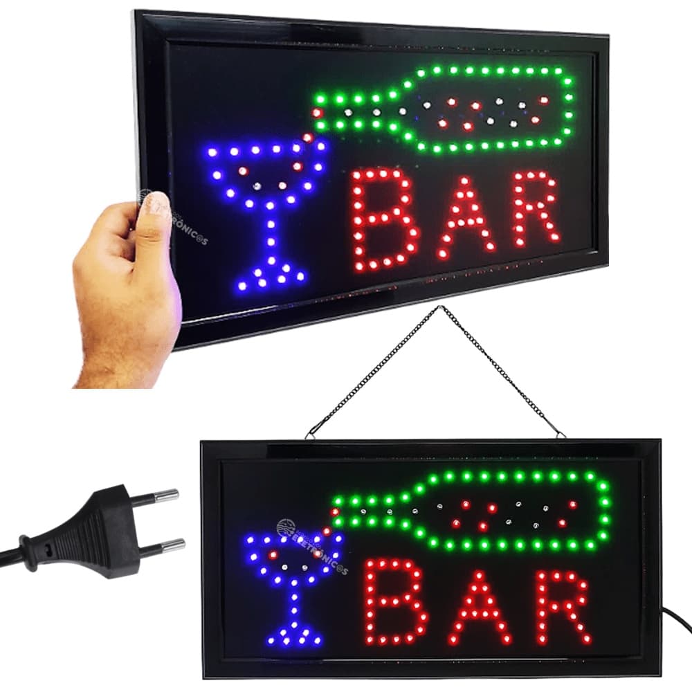 Placa Painel De LED Letreiro Bar Luminoso Neon LED Pisca Bar Suporte P/ Pendurar LE2004