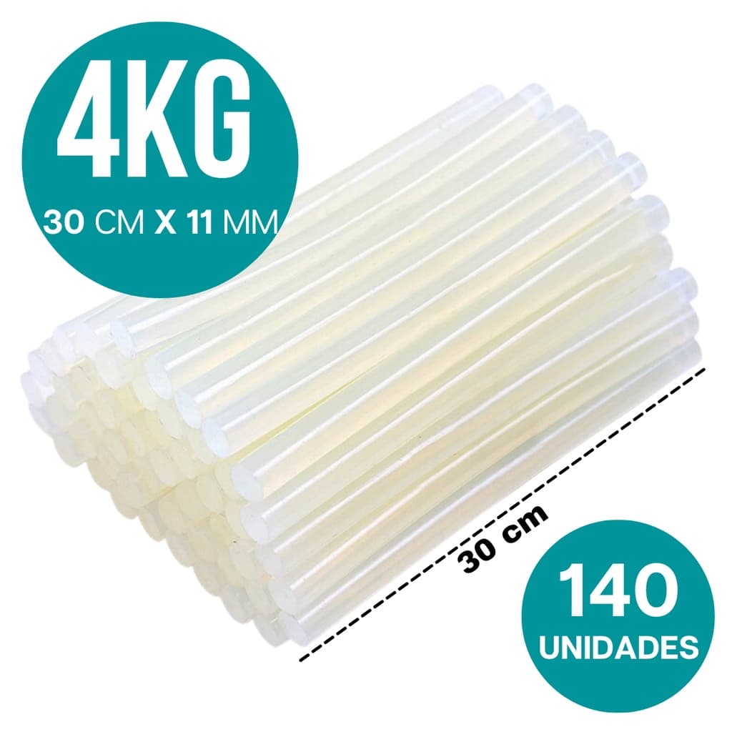 Bastão Cola Quente Grossa 11mm X 30cm 140 Uni 4KG