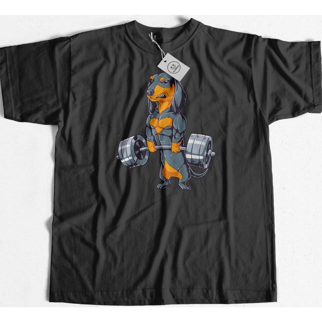 Camiseta Cachorro Salsicha Maromba Academia Novo Streetwear Algodão Confortável Estilo Moda Unissex Envio Rápido