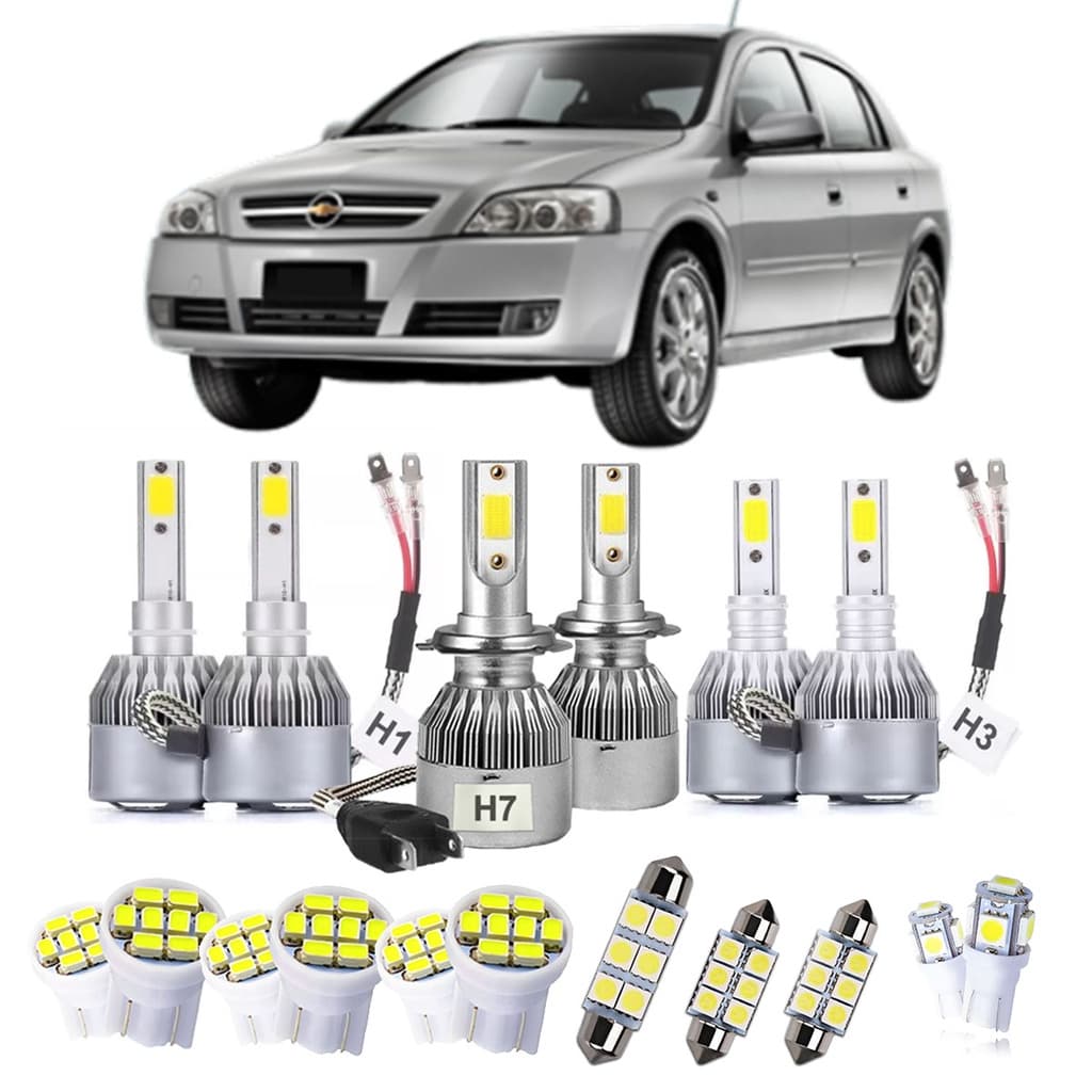 Kit Completo de LEDs Carro Astra Sedan Hatch 1999 A 2012 H1 e H7