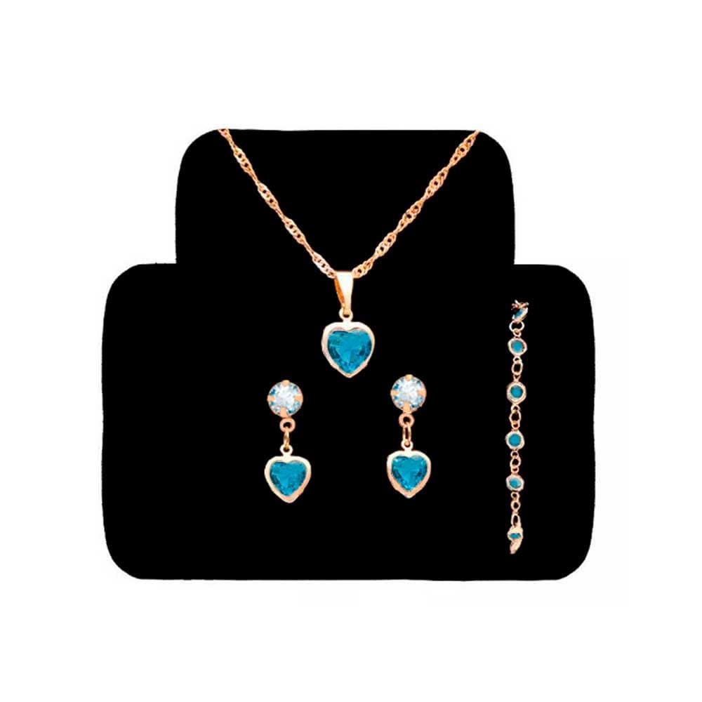 Corrente Feminina + Pulseira + Par De Brincos Folheados A Ouro
