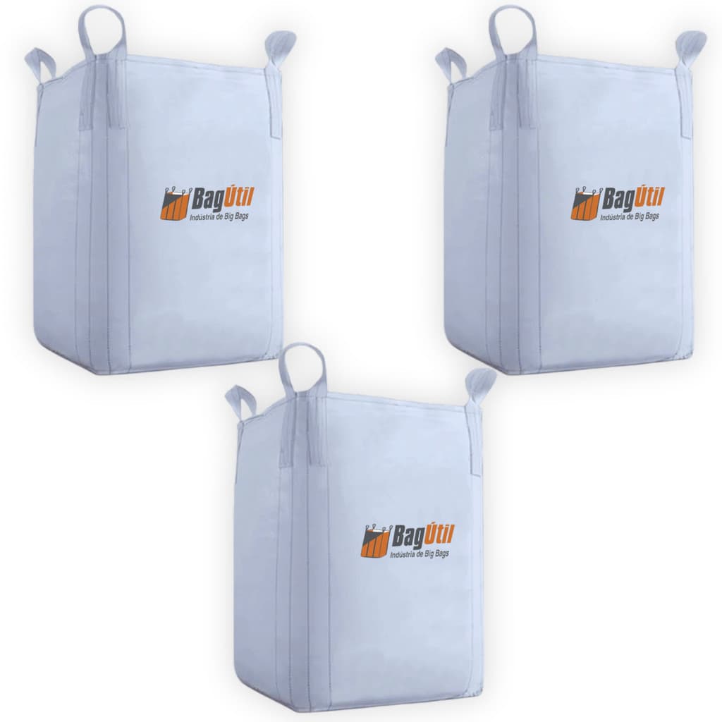 Saco Big Bag 3 unidades Reforçado Resistente 1000kg 1m³ 90x90x120 cm Reciclagem Ensacar Jardinagem