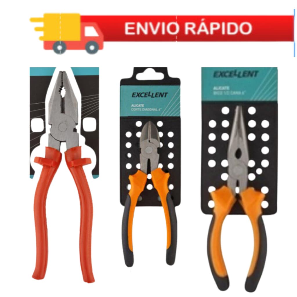 Alicate de Corte Diagonal 6" Alicate de Bico Meia Cana Reto Profissional6" Alicate Universal 8''
