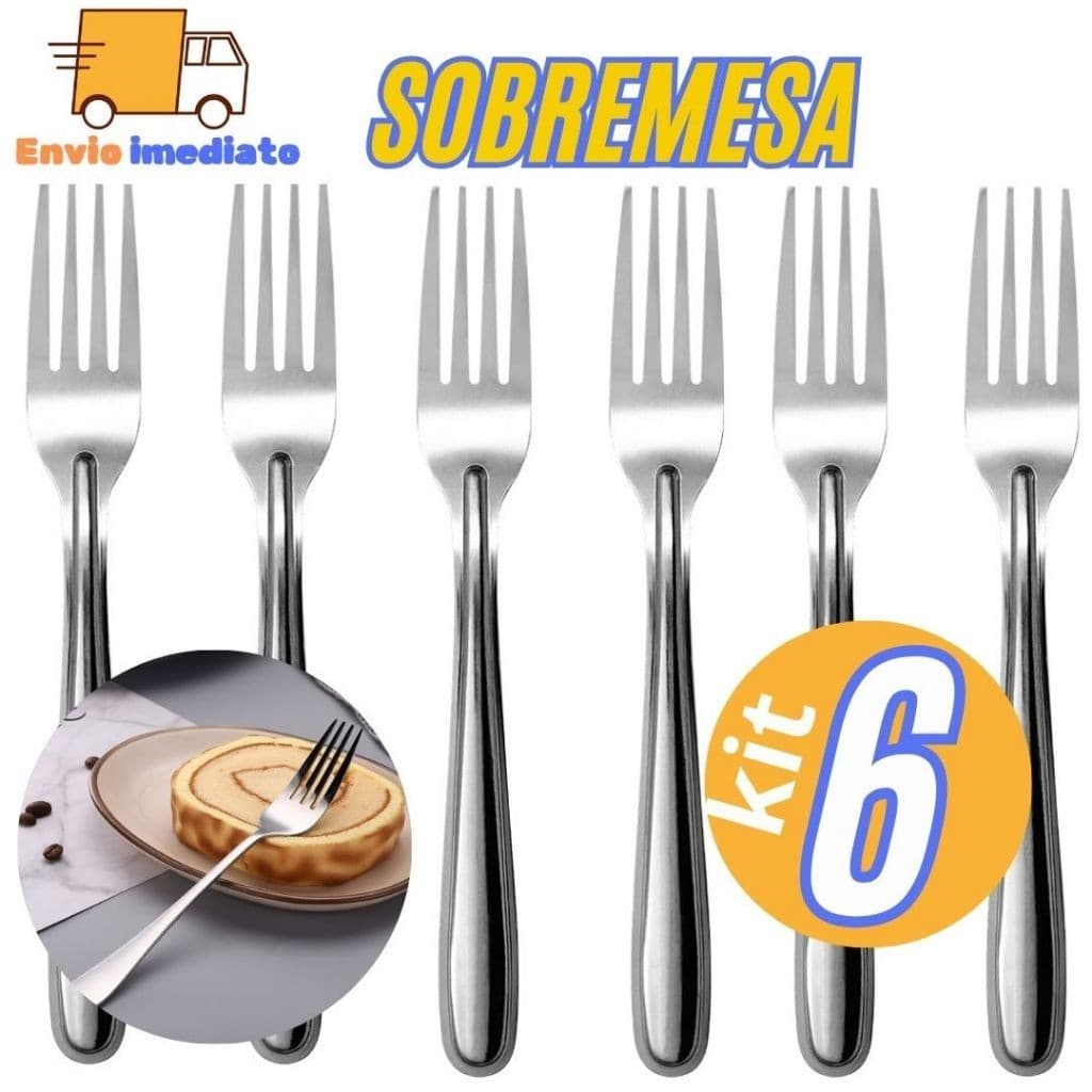 Jogo Garfo de Sobremesa 6 Peças Em aço Inox  Garfo para Sobremesa para Casa Cozinha Bar Restaurante
