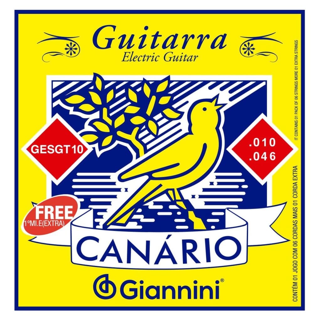 Encordoamento Guitarra Giannini Canário GESGT10 Aço 0.010