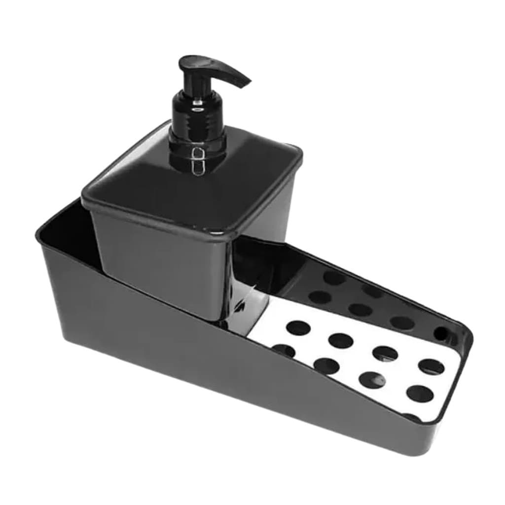 1 Conjunto Porta Detergente Completo Plasútil Suporte de Bucha e Sabão em Pedra Multiuso Organização Pia Cozinha Bancada