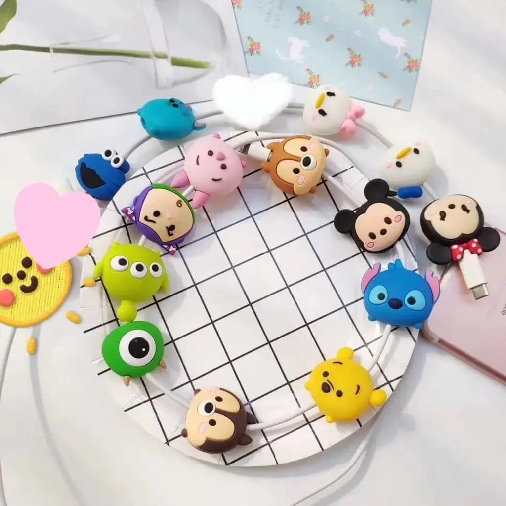 Cute Cartoon Cable Protector Bites Wire Organizer Winder Saver For USB Charging Cable Data Line  Protector Cover