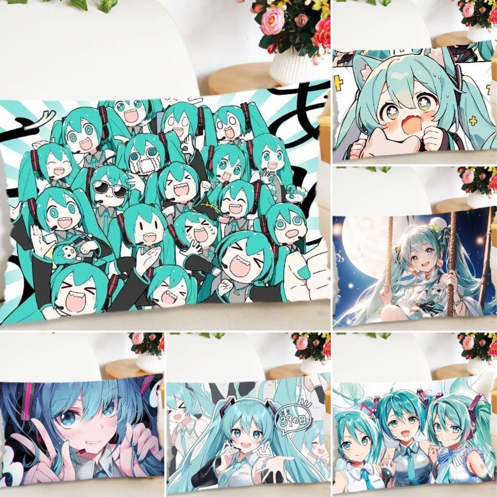 Capa de almofada Hatsune Miku em poliéster, capas de almofada decorativas com desenhos animados, capa de almofada para c