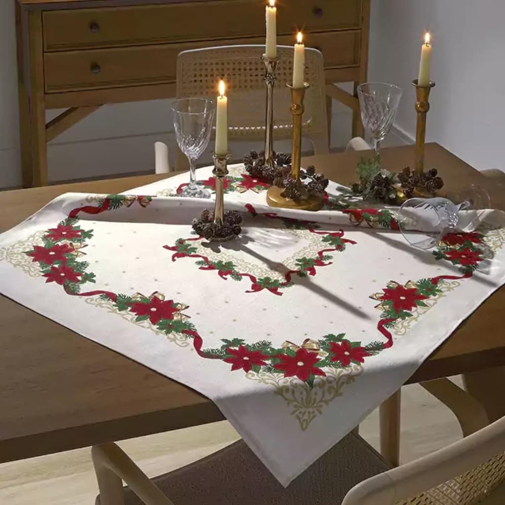 Toalha de Chá/Mesa Athenas Estampado 78cmx78cm Natal Dohler