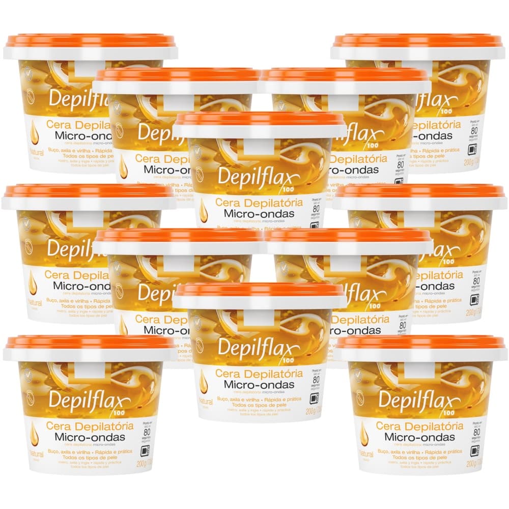 12 Cera Depilatoria De Micro-Ondas Natural 200G Depilflax