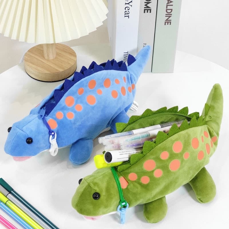Mais Estojo de Lápis de Pelúcia de Dinossauro de Pelúcia para Crianças Doll Doll Doll Doll Doll Student Stationery Bag