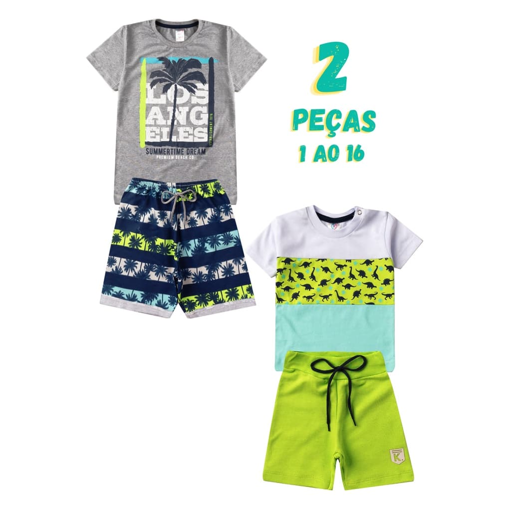Conjunto Menino Infantil Juvenil MENINO Verão 2 PEÇAS 1 ao 16 SORTIDOS