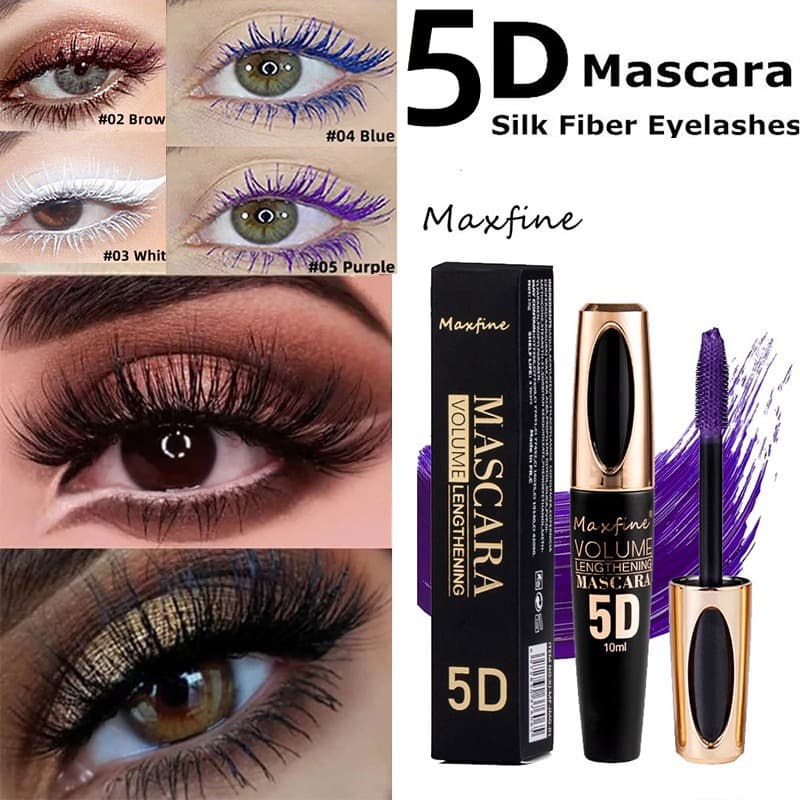 Máscara Lavável 5d Fibra De Seda Cor Azul Branco Marrom À Prova D'água Volume Extra Alongar Cílios Maquiagem Douyin