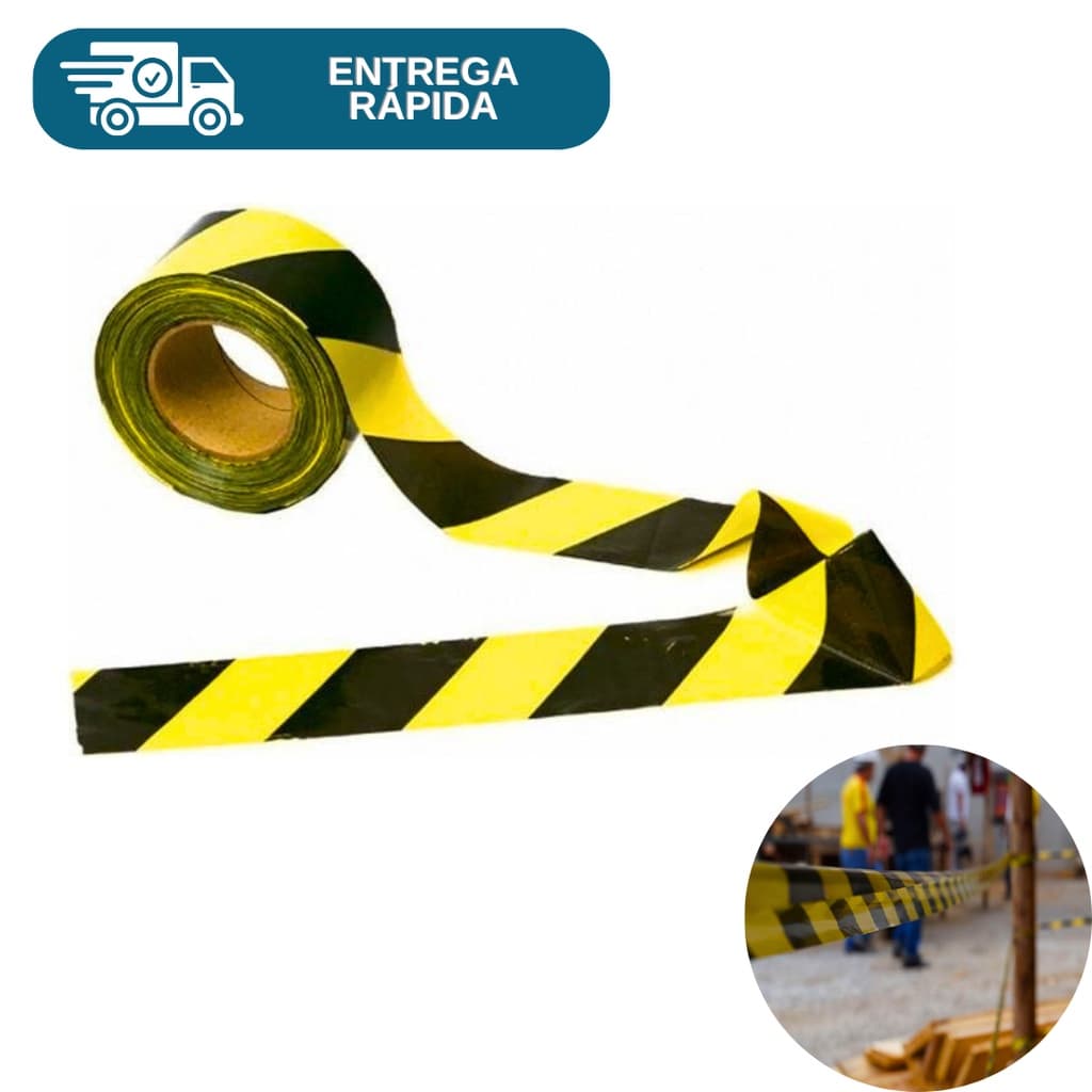 Fita Zebrada Amarela e Preta Para Isolamento 70mm X 150 Metros Sinalização