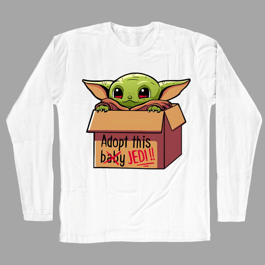 Camiseta Manga Longa Baby Yoda - na caixa Fofo Divertida