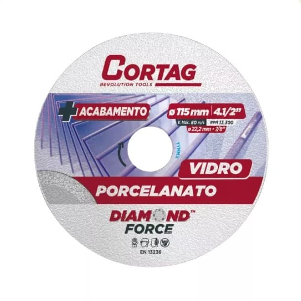 Disco Diamantado Vidro Porcelanato 115mm Cortag