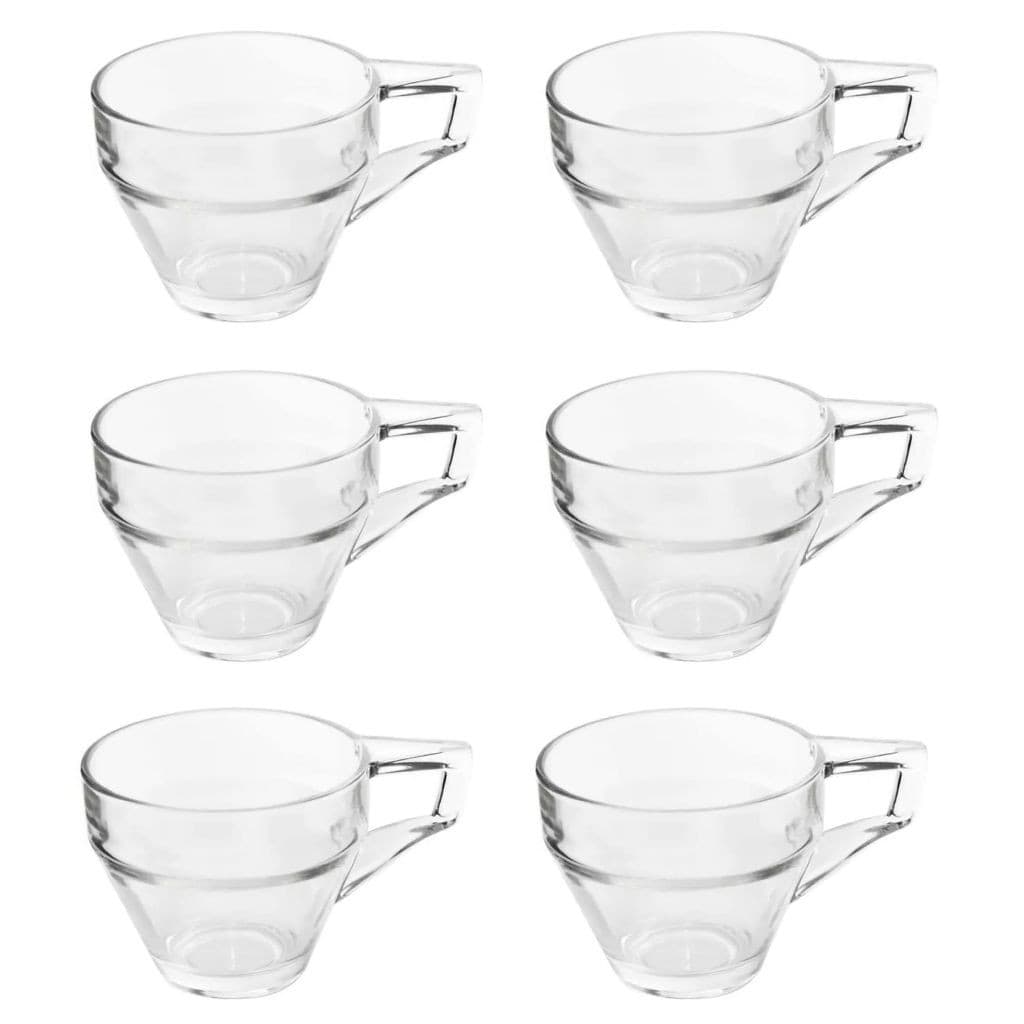 Kit 6 Xícaras Vidro 100ml  Café Espresso Ultilidade Caneca Com Alça