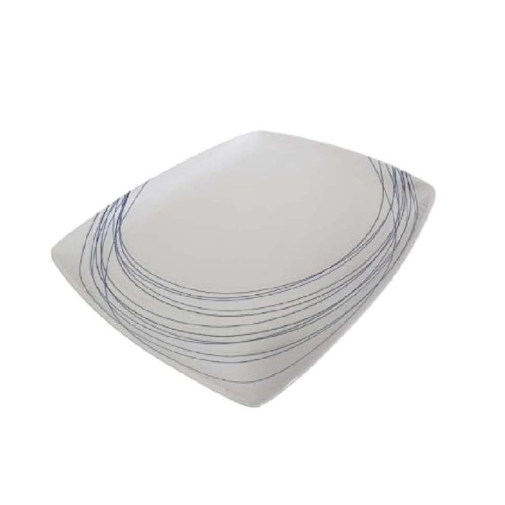 Travessa Rasa Retangular Porcelana Italiana  Jantar Bugatti