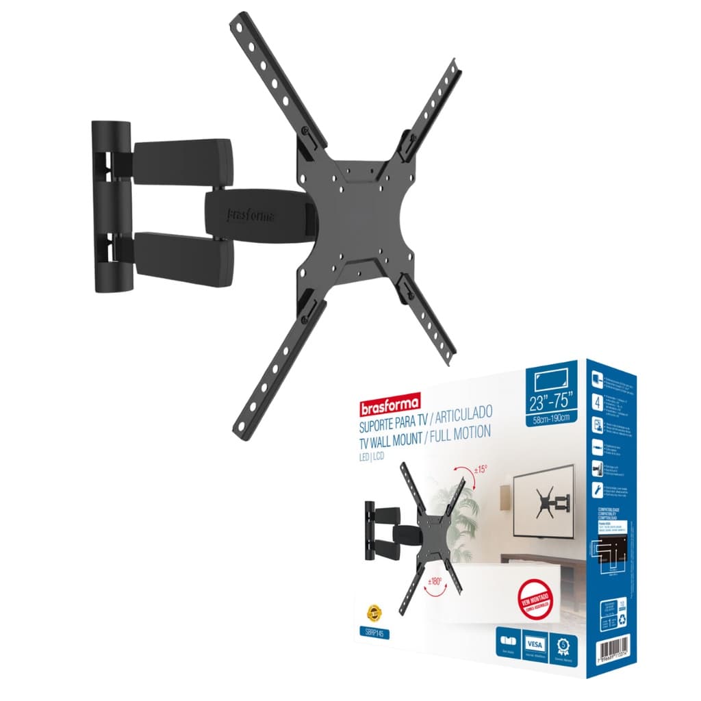 Suporte para TV 23" a 75" Tri-Articulado SBRP145 - Brasforma