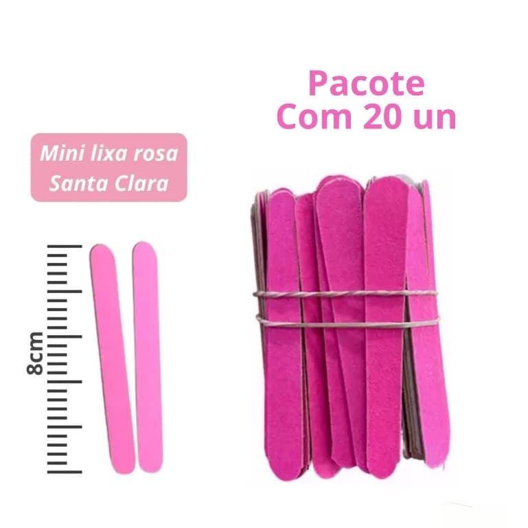 Lixa Mini Rosa p/Unhas c/20 Un. Santa Clara
